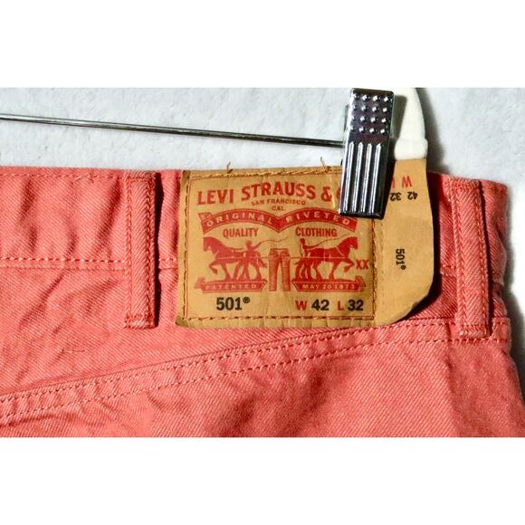 Levi’s 501 Unique Orange Red 42x32 Button Fly - Picture 4 of 6